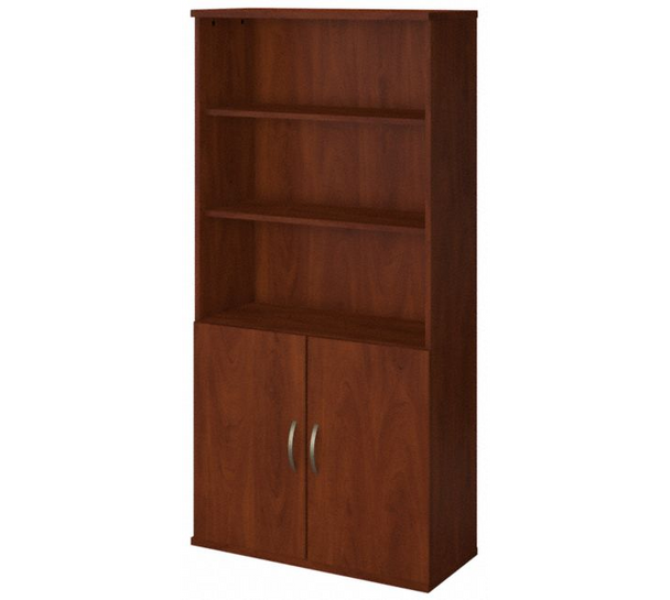 Bush Series C Elite Hansen Cherry 36W 5 Shelf Bookcase with Doors - SRE221HC