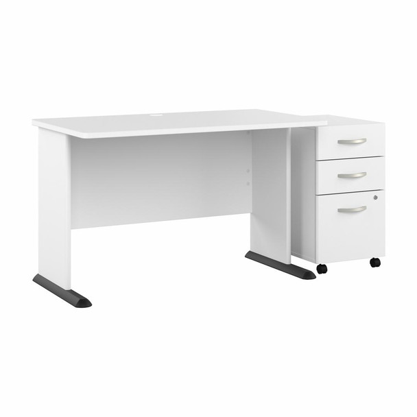 Bush Furniture 48W Computer Desk with 3 Drawer Mobile File Cabinet - STA001WHSU