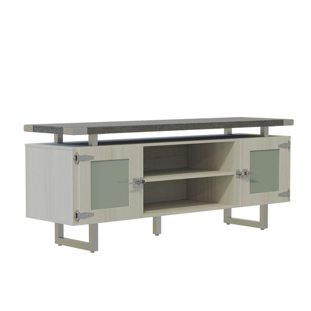 Safco Mayline Mirella Low Wall Cabinet Glass Doors Stone Gray - MRLWCGDSGY