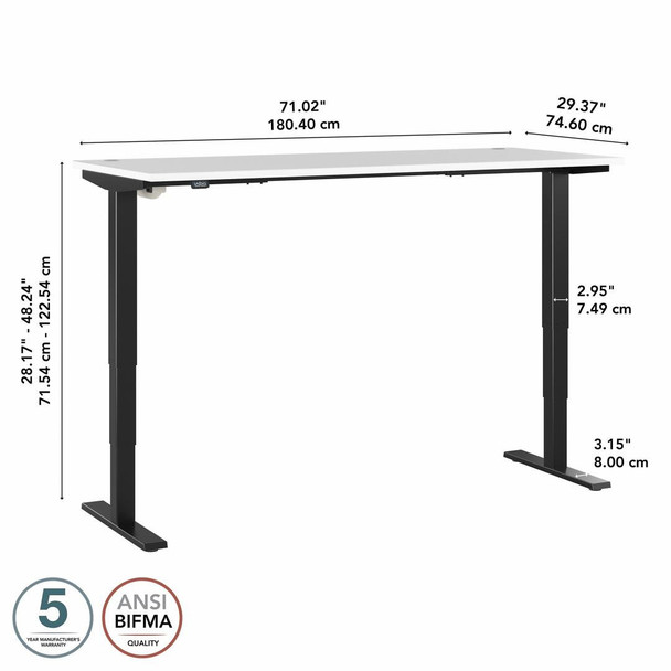 Move 40 Series by Bush Business Furniture 72W x 30D Height Adjustable Standing Desk White / Black - M4S7230WHBK Move 40 Series by Bush Business Furniture 72W x 30D Height Adjustable Standing Desk White / Black - M4S7230WHBK