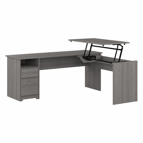 Bush Furniture Cabot Collection 72W L Shaped 3 Position Sit to Stand Desk Modern Gray - CAB050MG