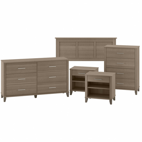 Bush Furniture Full/Queen Headboard with Dressers and Nightstands Ash Gray - SET036AG