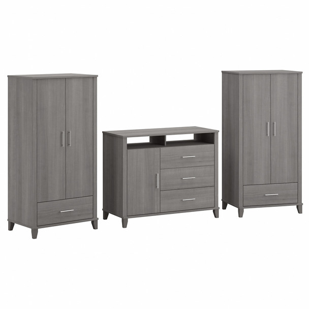 Bush Furniture Somerset Armoire Cabinets and Media Chest Platinum Gray - SET038PG