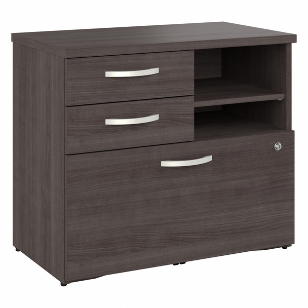 Bush Business Furniture Hybrid Office Storage Cabinet with Drawers and Shelves in Storm Gray - HYF130SGSU-Z