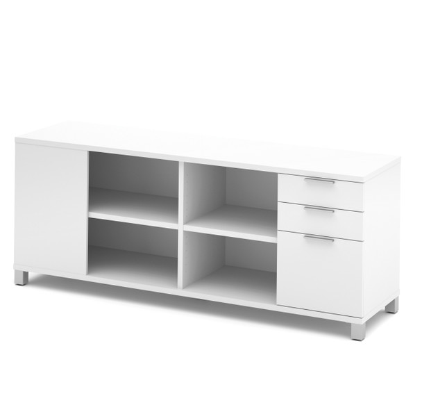 Bestar Pro-Linea 72W Credenza with 3 Drawers In White - 120611-1117