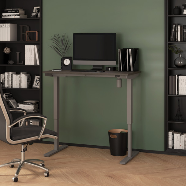 Bestar Upstand 24” x 48” Standing Desk in Bark Grey - 175859-000047