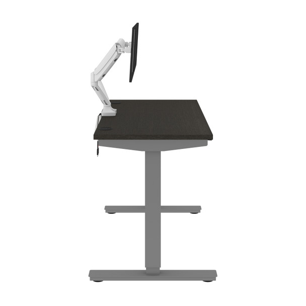 Bestar Upstand 48W x 24D Standing Desk with Dual Monitor Arm in Deep Grey - 175860-000032