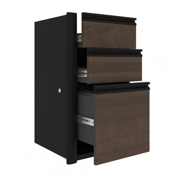 Bestar Connexion 16W Add-On 3 Drawer Pedestal in Antigua & Black - 93621-000052