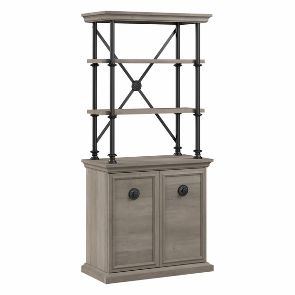 Bush Furniture Coliseum Designer Bookcase with Doors in Driftwood Gray - CSB169DG-03