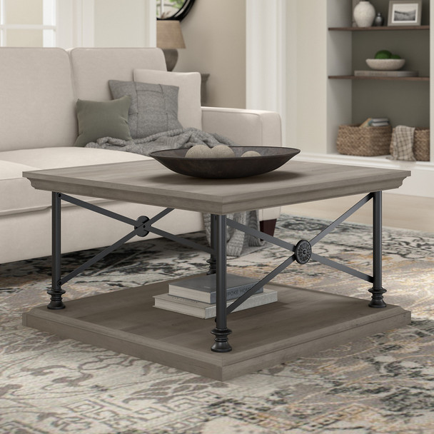 Bush Furniture Coliseum Square Coffee Table in Driftwood Gray - CST136DG-03