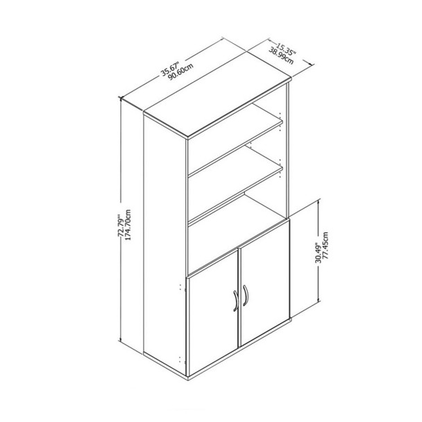 Bush Business Furniture Studio C Bookcase 5-shelf with Doors 36" Natural Elm - STC015NE