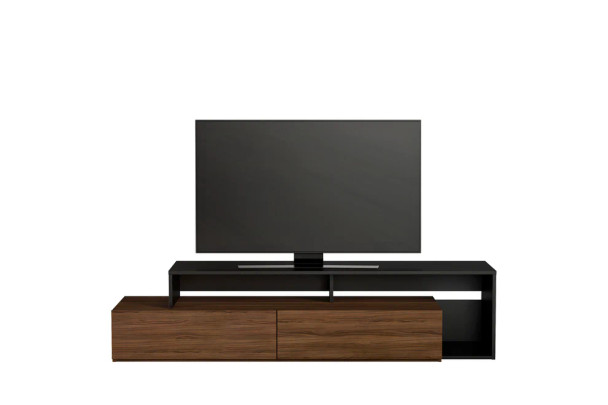 Nexera Damask Tv Stand, 72-Inch Black and Walnut - 112036