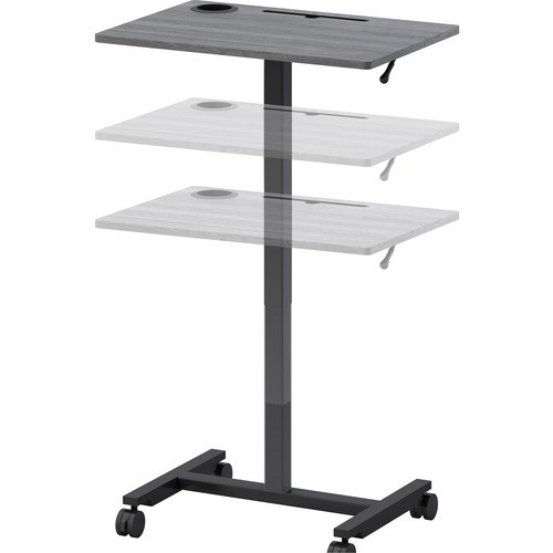 Lorell Height-adjustable Mobile Desk Charcoal finish - LLR84837