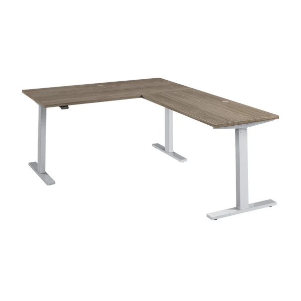 Bush Furniture Move 60 Series 60W Height Adjustable L Shaped Standing Desk Modern Hickory / Silver - M6SL6078MHSK