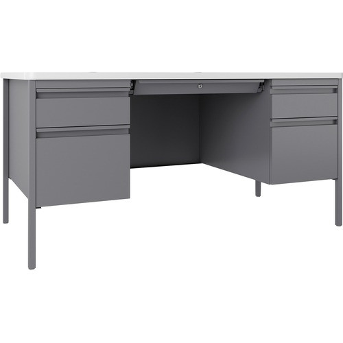 Lorell Fortress Series Double-Pedestal Desk Gray/Light Gray 60" x  30" - LLR66942