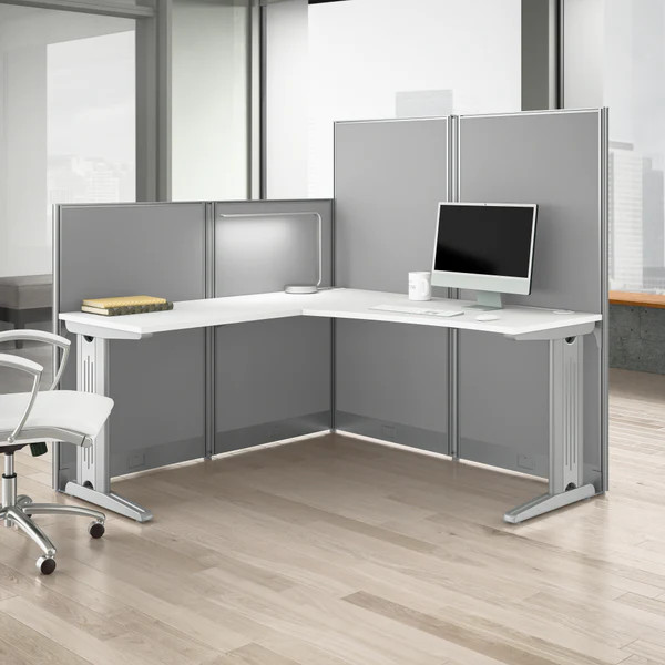 Bush Furniture Office-in-an-Hour L Shaped Desk Workstation with Panels - WC36194-03K