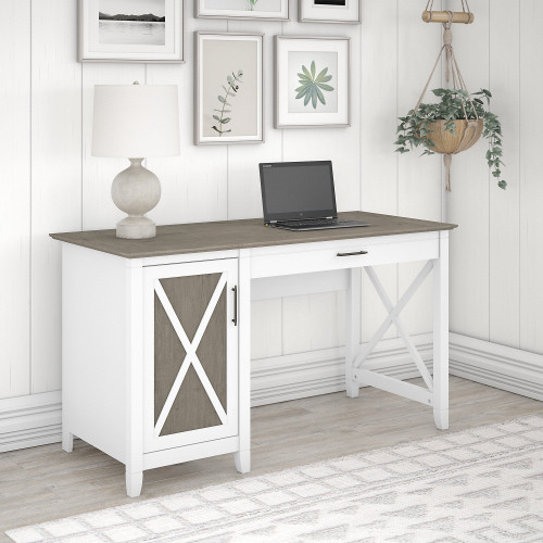 Key West Computer Desk Bush Key West 54W Computer Desk with Keyboard Tray and Storage ...