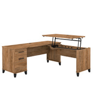 Bush Furniture Somerset 72W 3 Position Sit to Stand L Shaped Desk Fresh Walnut - SET014FW