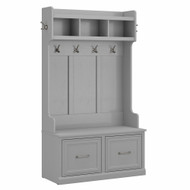 Kathy Ireland Bush Furniture Woodland 40W Hall Tree and Shoe Storage Bench Cape Cod Gray - WDL001CG