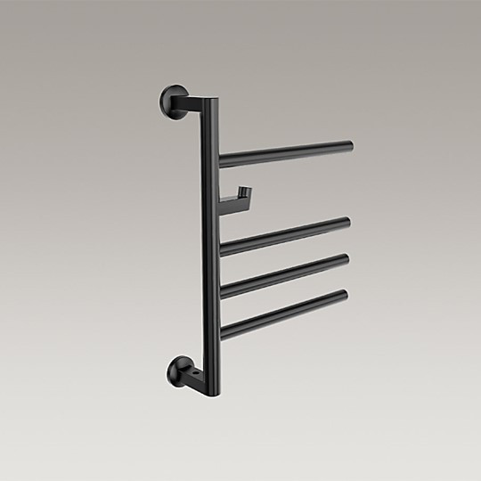 Kohler Underscore 電熱毛巾架小-霧面黑-帶掛勾(明裝-外接下出線, 110V)