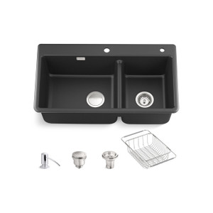 Kohler Cairn Neoroc 花崗岩台上台下兩用廚房雙槽