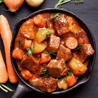Bison cube meat cooked as a stew