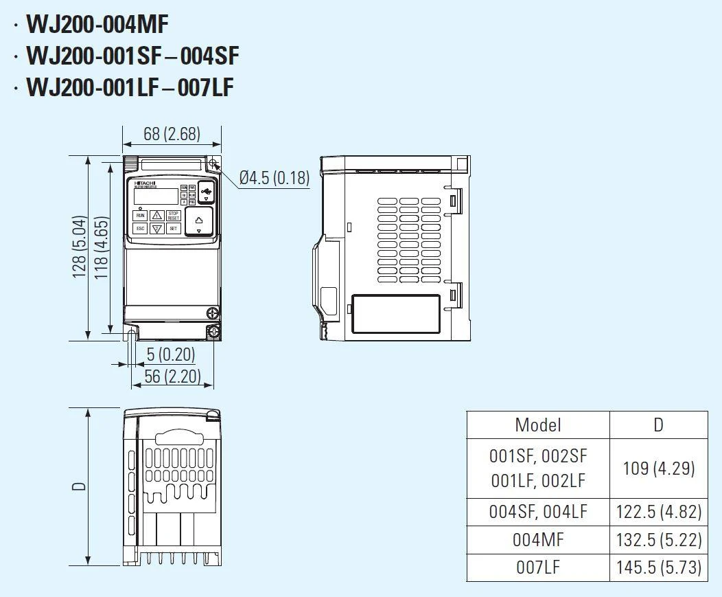 WJ200-002LF Hitachi Drives VFDs