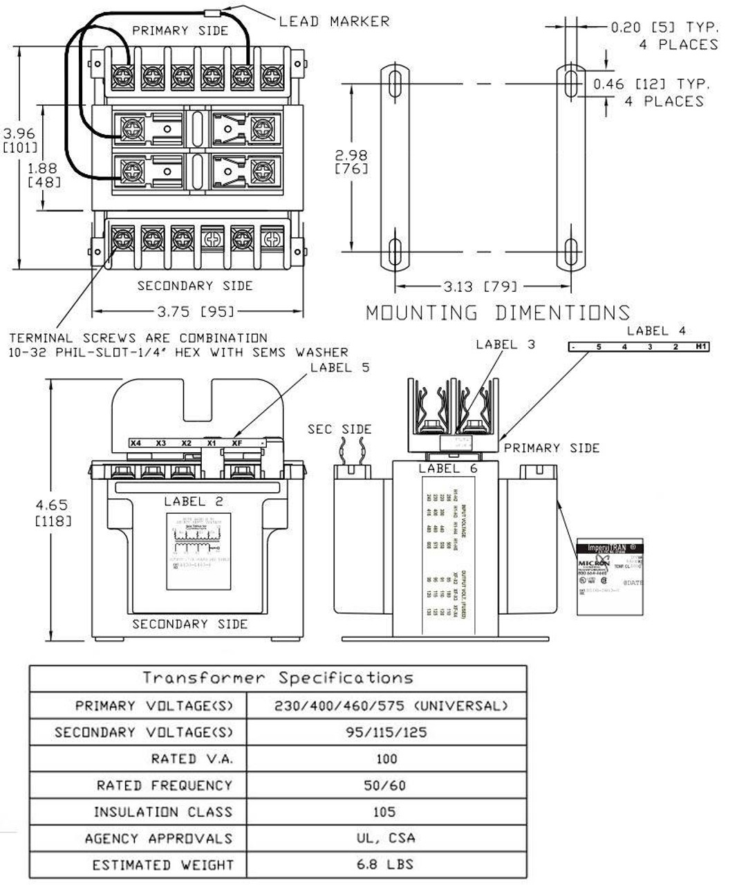 B100-0483-8 Micron Transformers Transformers