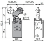 Limit switch with adjustable one-way roller