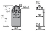 Limit switch with short piston plunger