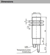 Sensor, Ultrasonic, 30mm, 50mm to 500mm adj range