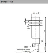 Sensor, Ultrasonic, 30mm, 120mm to 2m adj range