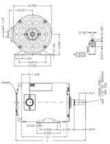 Motor, 1hp, 3600rpm, 3-Phase 208-230/460V, 56Z