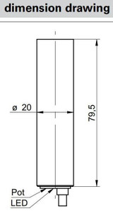 Capacitive Proximity Sensor, ‚àö√≤20mm Cyl.