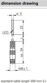 Inductive Proximity Sensor, ‚àö√≤3x22mm, Flush