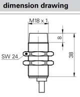 Inductive Proximity Sensor, ‚àö√≤18x38mm NonFL ATEX 1G