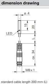 Inductive Proximity Sensor, ‚àö√≤4x20mm, Flush