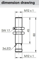 Inductive Proximity Sensor, ‚àö√≤12x60mm, Flush