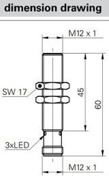 Inductive Proximity Sensor, ‚àö√≤12x50mm, Flush