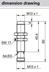 Inductive Proximity Sensor, ‚àö√≤12x60mm, NonFlush OD