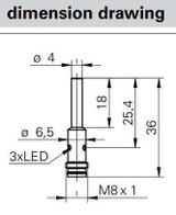 Inductive Proximity Sensor, ‚àö√≤4x36mm, Flush