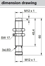 Inductive Proximity Sensor, ‚àö√≤12x60mm, NonFlush OD