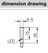 Inductive Proximity Sensor, ‚àö√≤4x20mm, Flush