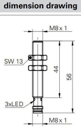 Inductive Proximity Sensor, ‚àö√≤8x56mm, Flush 