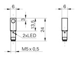 Inductive Proximity Sensor, 6x24mm Rect., Flush