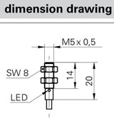 Inductive Proximity Sensor, ‚àö√≤5x20mm, Flush