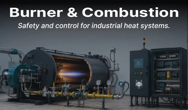 Automated burner management and combustion control system monitoring active heat levels.