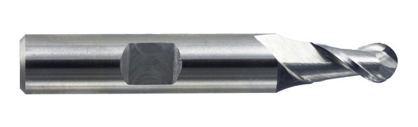1/4 End Mill  Cobalt  Single End  Ball End  2 Flute 40º For Aluminum (cc)- Ticn - 41713