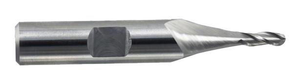 1/8 End Mill  Cobalt  Single End  Ball End  3 Flute  Extended Neck- Uncoated - 12156