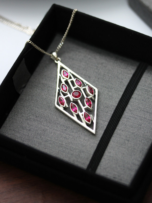 Large Maze Handmade Silver Pendant with Ruby, Wholesale Silver Jewelry | House of Kristina Anderson